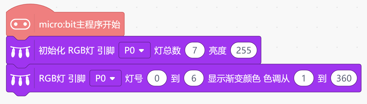 点亮七彩灯带完整程序Mind+ 点亮七彩灯带完整程序Mind+