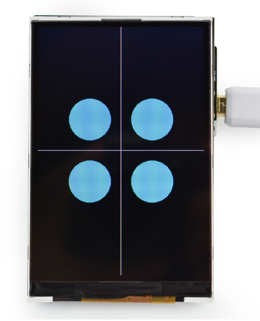 Fig3:FireBeetle Covers-3.5" TFT LCD Display 画圆效果展示 Fig3:FireBeetle Covers-3.5" TFT LCD Display 画圆效果展示