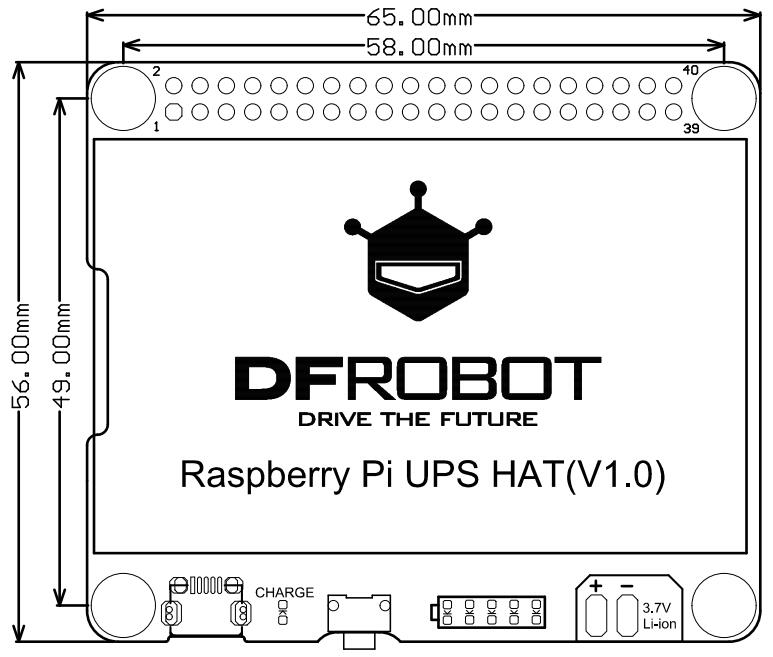 IMG1: Raspberry Pi UPS HAT尺寸图
