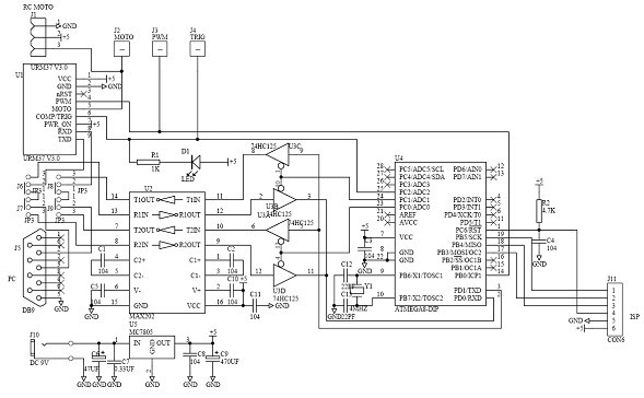 URM37 V3.2模块的AVR评估板电路图