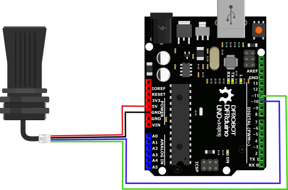 Arduino与超声波传感器连接图